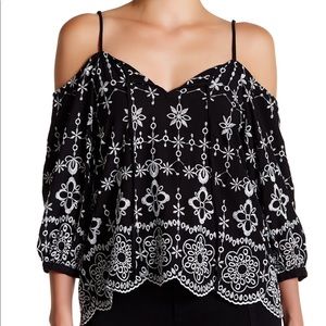 NWT Parker Tatiana Cold Shoulder Embroidered Top-S